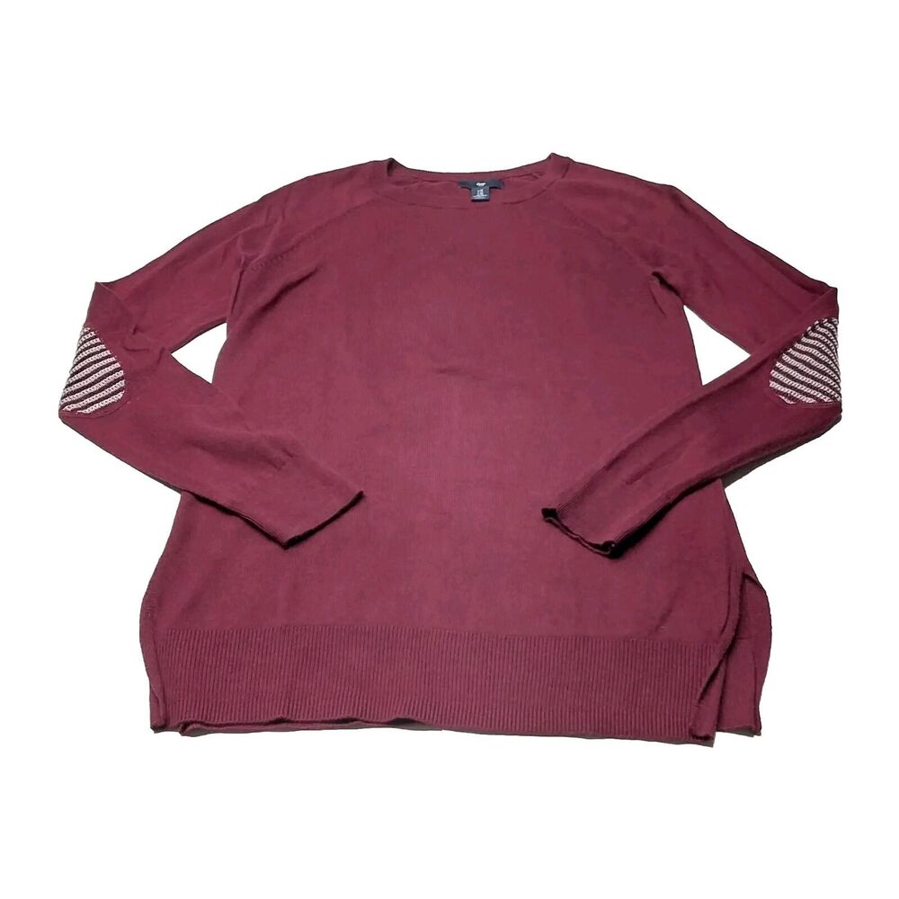 Gap Women Size XS Ruby Wine Sweater Boatneck Thin Knit Tunic Pullover Cotton GUC